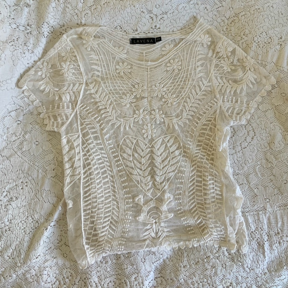 Lavena embroidered sheer top